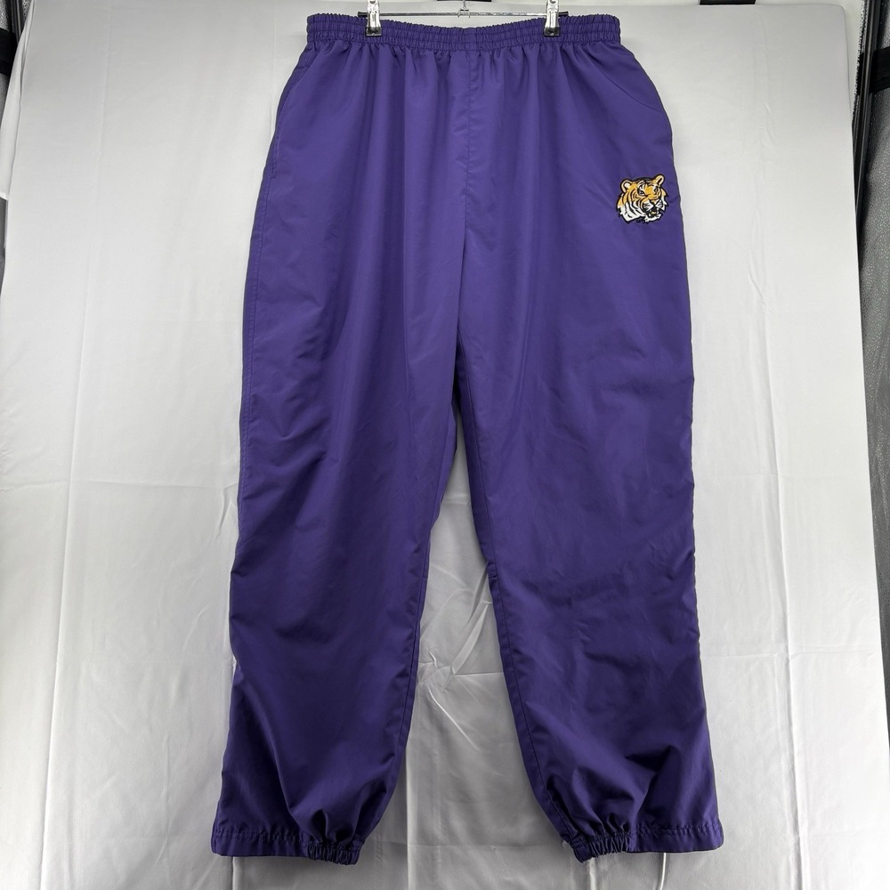 Vintage Hibbett Sports LSU Tigers Windbreaker Pants Purple Size XL Zipper Pants